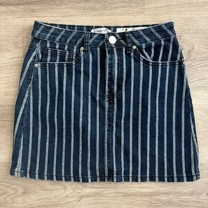 Indigo Rein Y2K Dark Wash Striped Stretchy Denim Mini Skirt Size 5